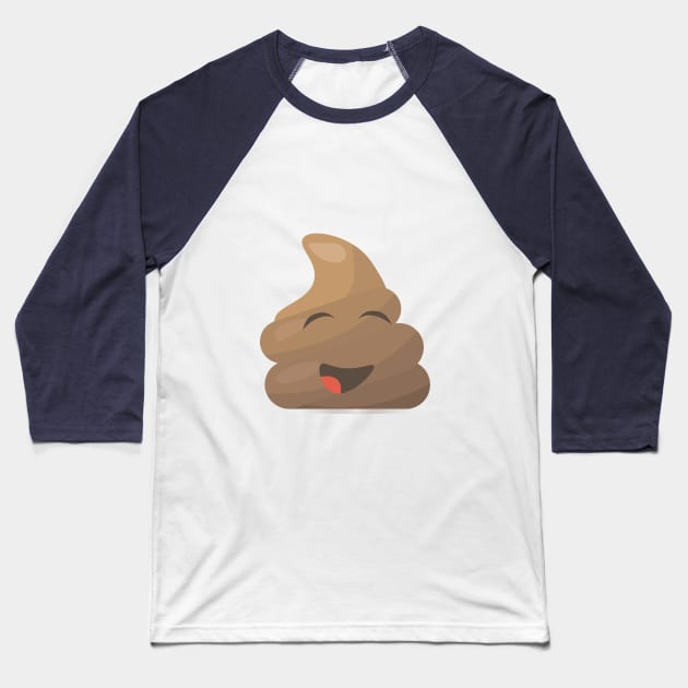 Funny Cute Poop Emoji Baseball T-Shirt by tatadonets